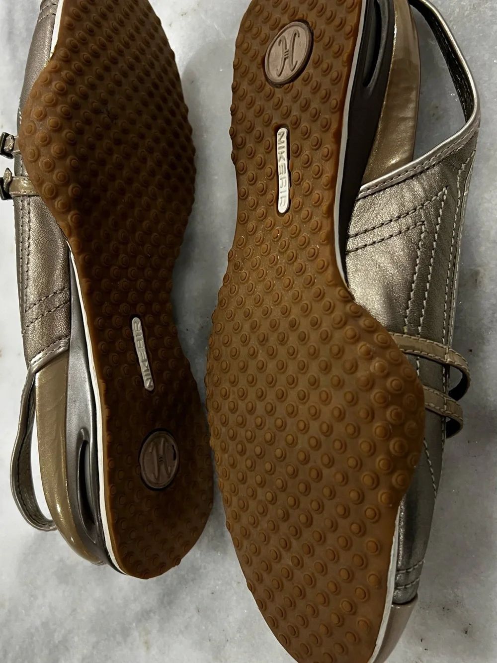 Nike Air Cole Haan Metallic Bronze Slingback Flats Double Strap Mary Jane